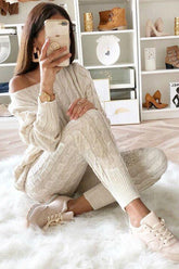 Elevated Comfort Set aus Zopfmusterpullover und Slim Fit-Hose