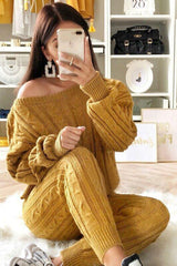 Elevated Comfort Set aus Zopfmusterpullover und Slim Fit-Hose