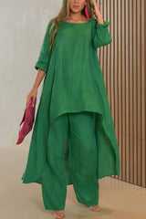 Jaylene Lässiger zweiteiliger Hosenanzug mit High-Low-Top