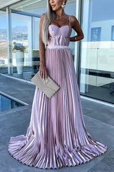 To Be with You – Maxikleid aus Satin mit Korsett, plissiertem Rücken und Schnürung