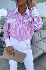 Change Your Stripes – Langärmlige Bluse mit Metallknöpfen