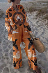Set mit Oversize-Bluse mit Folk-Totem-Print und Hose mit Taschen und elastischer Taille