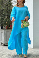 Jaylene Lässiger zweiteiliger Hosenanzug mit High-Low-Top