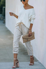 Huxley – Jogginghose mit elastischem Bund und Pailletten