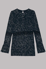 Flash Focus – Minikleid mit Pailletten, extralangen Schlitzärmeln und offenem Rücken