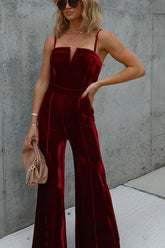 Party Perfection – Jumpsuit aus Samt mit weitem Bein