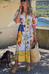 Chasing The Sun – Midi-Hemdkleid mit einzigartigem Print und Taschen