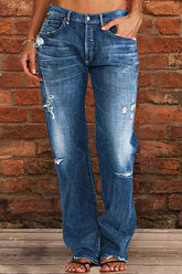 Zerrissene Vintage-Jeans mit weitem Bein und verwaschenem Schnitt
