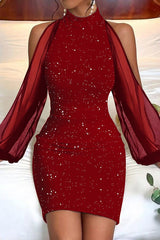 Sahara Minikleid aus Tüll mit Rundhalsausschnitt und Blumendruck und Ballonärmeln