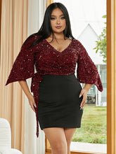 Cocktailkleid mit tiefem V-Ausschnitt in Übergröße PJMH3088