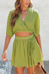 Island Bay – Breeze – Crinkle-Crop-Top und Minirock-Set