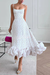 Spotlight Delight – Midikleid mit Volant und Blumenmuster und Bustier-Design für Bankett- und Partyveranstaltungen