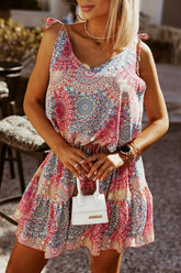 Minikleid mit elastischer Taille und Tribal-Knoten