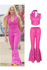 Set aus Weste mit Stickerei und Schlaghose mit Sternenmuster