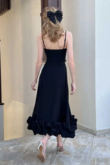 Midnight Girl – Bustier-Midikleid mit Volant und Party-Print