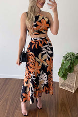 Planting Kisses – Bedrucktes Oberteil und Rock mit Bindeband hinten