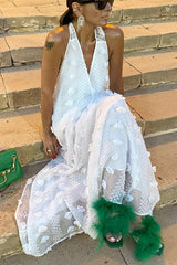 Island Nights – Neckholder-Maxikleid mit Blumendekor und V-Ausschnitt