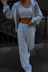 Set aus Jacke und Weste mit Kapuze und Schnürung