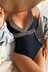 Schwarzer einteiliger Badeanzug