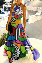 Maxikleid mit abstraktem Kunst-Print „Soul“