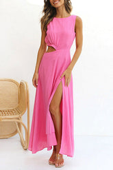 Well Loved – Maxikleid aus Baumwollmischung mit Cut-out an der Taille und Schlitz