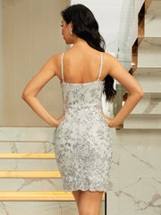 Spaghetti-Cocktailkleid mit V-Ausschnitt RJ10023