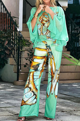 Schulterfreies Top mit Schmetterlings-Print im Resort-Stil