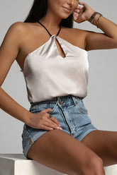 Wished for More Halter Neck Satin Top