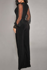 Not Your Baby – Jumpsuit mit V-Ausschnitt und Nieten-Patchworkmuster in normaler Passform