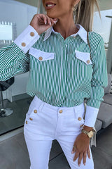 Change Your Stripes – Langärmlige Bluse mit Metallknöpfen