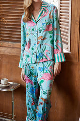 Zweiteiliges Set mit langen Ärmeln und Flamingo-Print