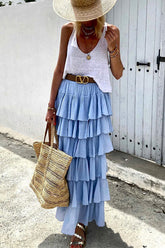 Dancing on Clouds – Maxirock aus Leinenmischung mit Rüschen