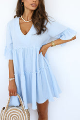 Coastal Caravan – Babydoll-Minikleid aus Leinenmischung