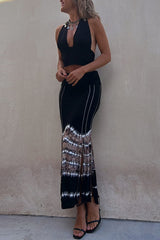 Wander Often – Stretch-Maxirock mit Batikmuster, elastischem Bund, Schlitz