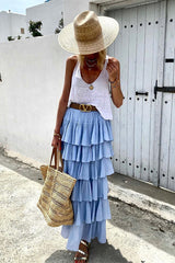 Dancing on Clouds – Maxirock aus Leinenmischung mit Rüschen