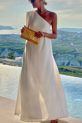 Zeitloser Charme Elegantes Maxikleid mit One-Shoulder-Träger in A-Linie