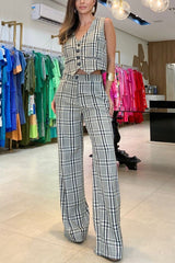 Keep It Real – Set aus karierter Weste mit Knöpfen und Hose mit Taschen