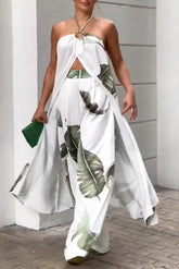 Zweiteiliges Set mit Neckholder-Top mit Schlitz und Trainingshose