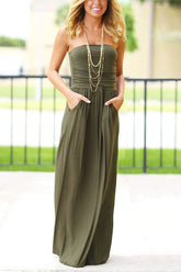 My Lucky Day – Trägerloses Maxikleid mit Taschen