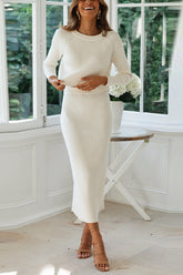 Cline – Zweiteiliges Winterpulloverkleid mit Rippenmuster und hoher Taille