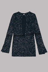 Flash Focus – Minikleid mit Pailletten, extralangen Schlitzärmeln und offenem Rücken