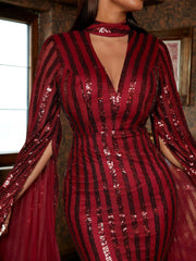 Mini-Cocktailkleid mit Pailletten und Schlitzärmeln, XJ2135