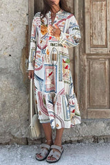 Dreamland Sarong Leinenmischung Einzigartiger Druck A-Linie Lässiges Urlaubskleid