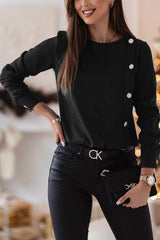 Einfarbiges, langärmliges Button-Down-Hemd mit Rundhalsausschnitt