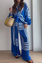 Vacation Chic Attitude – Oversize-Hemd mit geometrischem Print und Hose mit weitem Bein und Gummizug