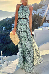 Depths of Beauty – Neckholder-Maxikleid mit Schlangenmuster