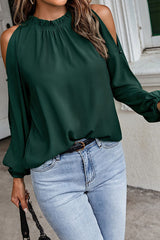 Everything and More Pleated Cold Shoulder Top