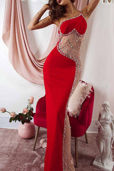 Forever Shining – Durchsichtiges Maxikleid aus Netzstoff in Herzform mit Strassträgern