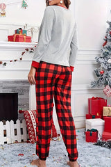 „Christmas Is Calling“ – Bedrucktes Lounge-Jogging-Pyjama-Set mit elastischer Taille