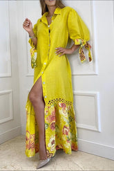 Dorris – Maxi-Hemdkleid mit Spitzenband und Blumendruck